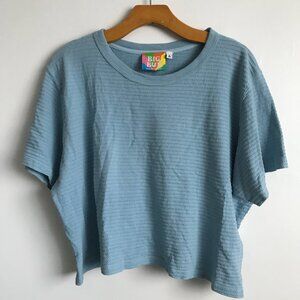 Big Bud Press T Shirt Blue Waffle Knit Womens Large